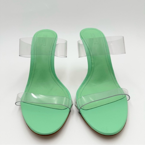SCHUTZ Ariella Transparent Strappy Heel Deep Mint Green - Picture 2 of 11